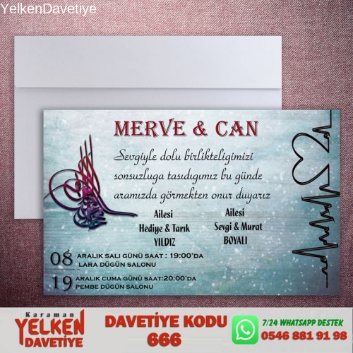 1000 Adet Beyaz Zarflı Davetiye Modeli