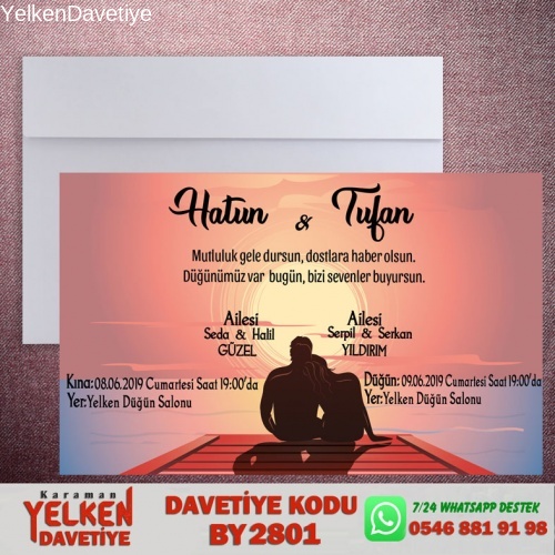 1000 Adet Beyaz Zarflı Davetiye Modeli