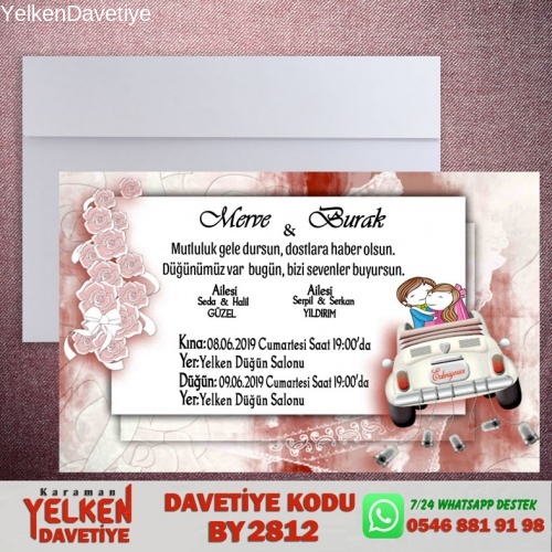 1000 Adet Beyaz Zarflı Davetiye Modeli