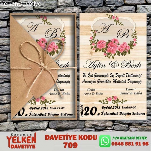 1000 Adet Üçgen Kraft Zarflı Davetiye Modeli