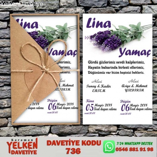 1000 Adet Üçgen Kraft Zarflı Davetiye Modeli