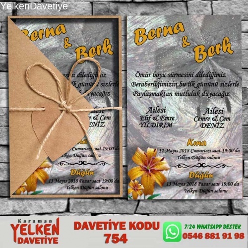 1000 Adet Üçgen Kraft Zarflı Davetiye Modeli