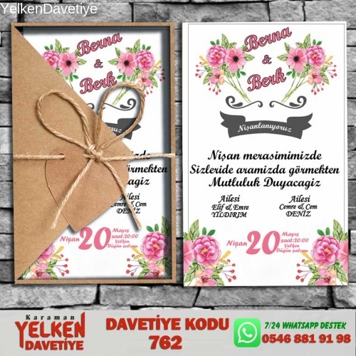 1000 Adet Üçgen Kraft Zarflı Davetiye Modeli