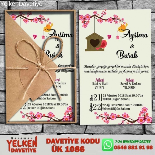 1000 Adet Üçgen Kraft Zarflı Davetiye Modeli