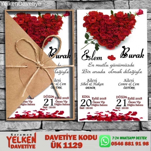 1000 Adet Üçgen Kraft Zarflı Davetiye Modeli