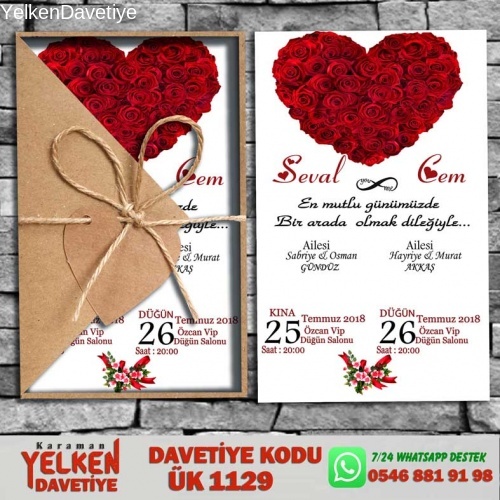 1000 Adet Üçgen Kraft Zarflı Davetiye Modeli