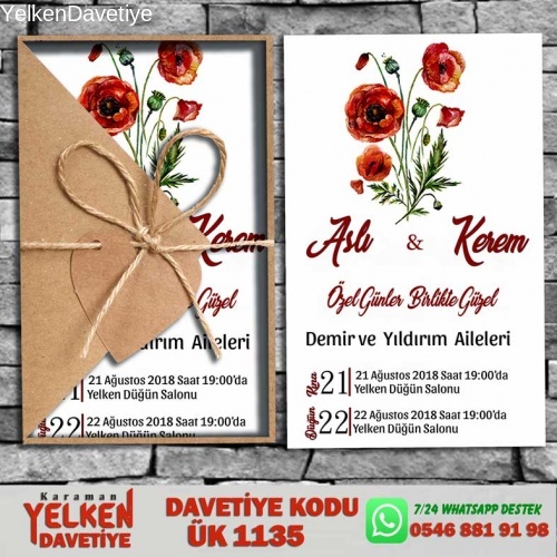 1000 Adet Üçgen Kraft Zarflı Davetiye Modeli