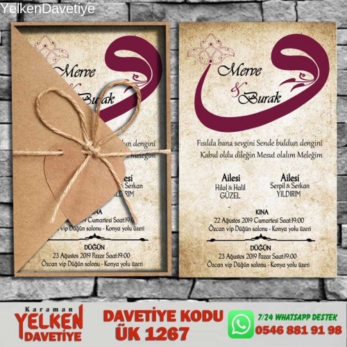 1000 Adet Üçgen Kraft Zarflı Davetiye Modeli