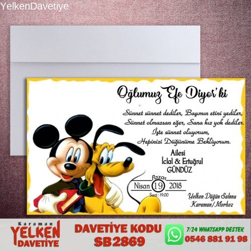 Beyaz Zarflı Sünnet Davetiyesi