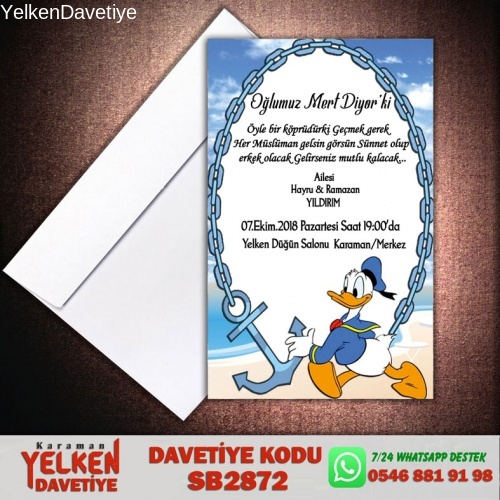 Beyaz Zarflı Sünnet Davetiyesi