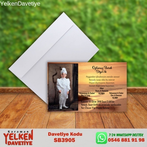 Beyaz Zarflı Sünnet Davetiyesi