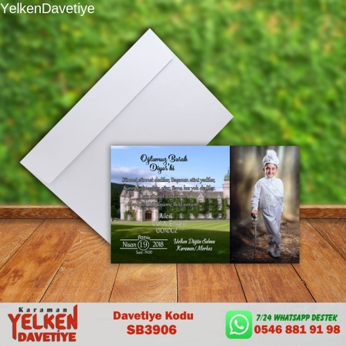 Beyaz Zarflı Sünnet Davetiyesi