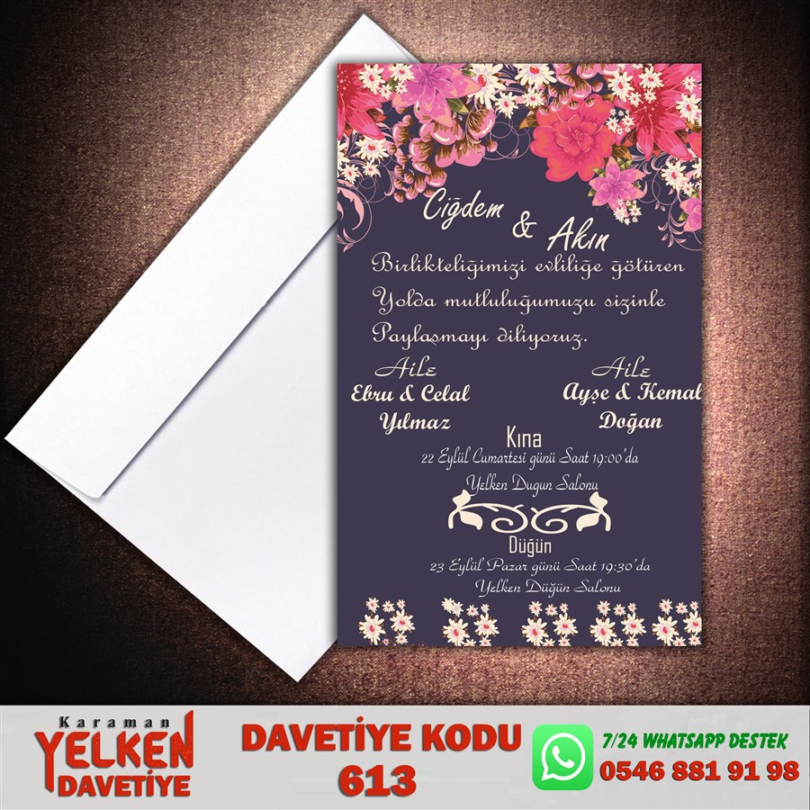 613 Beyaz Zarflı Davetiye - 613 - Görsel 1
