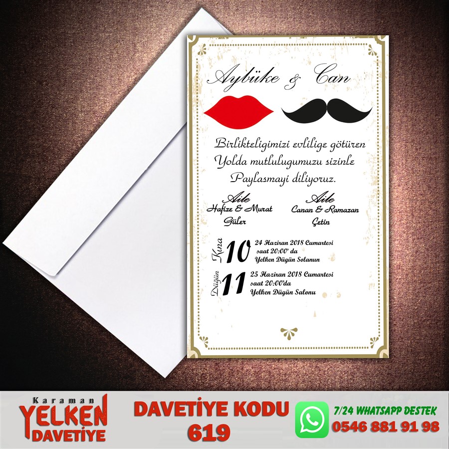 619 Beyaz Zarflı Davetiye - 619 - Görsel 1