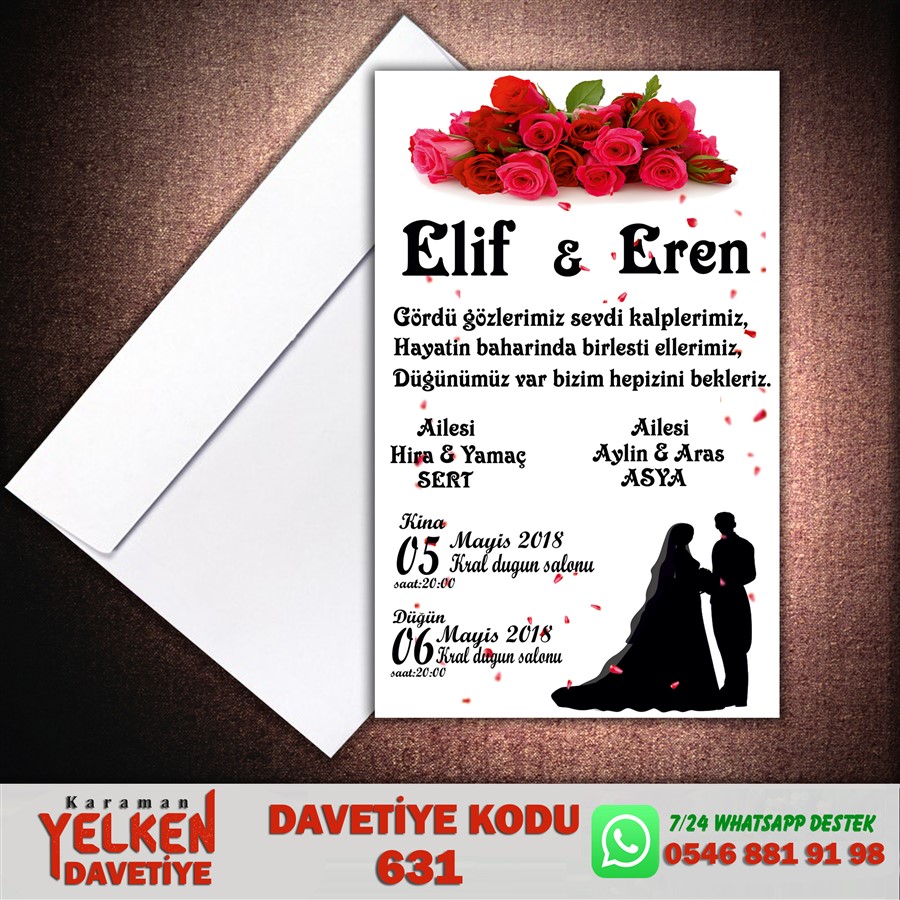 631 Beyaz Zarflı Davetiye - 631 - Görsel 1