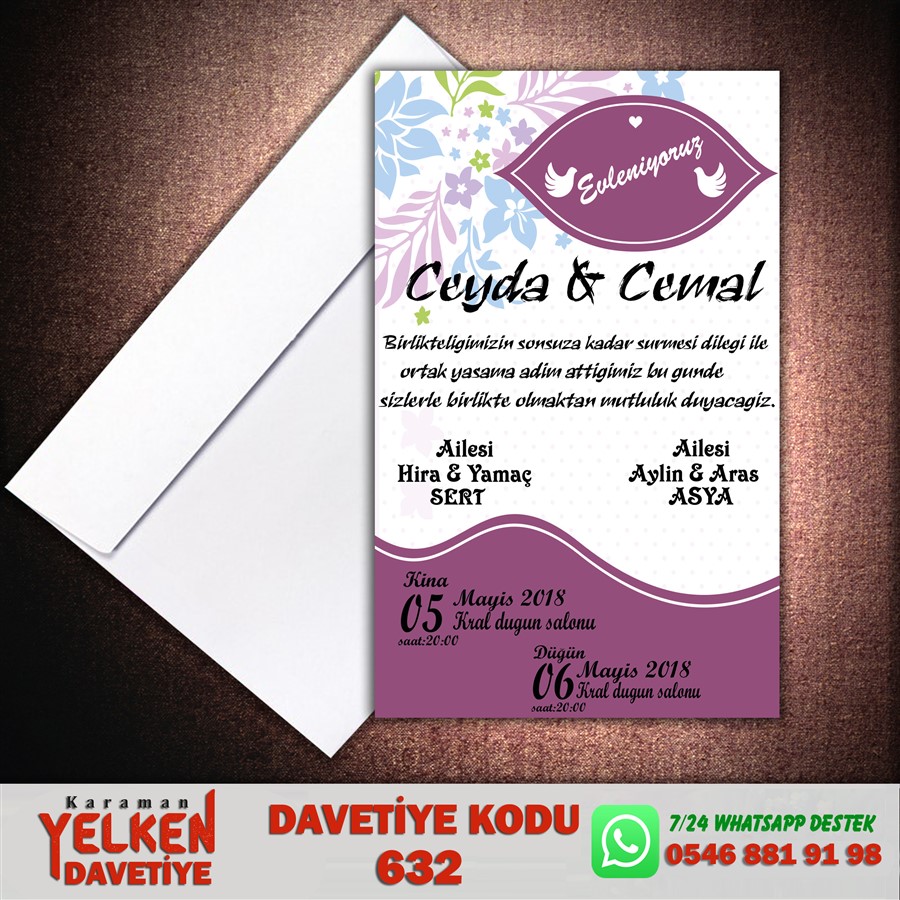 632 Beyaz Zarflı Davetiye - 632 - Görsel 1