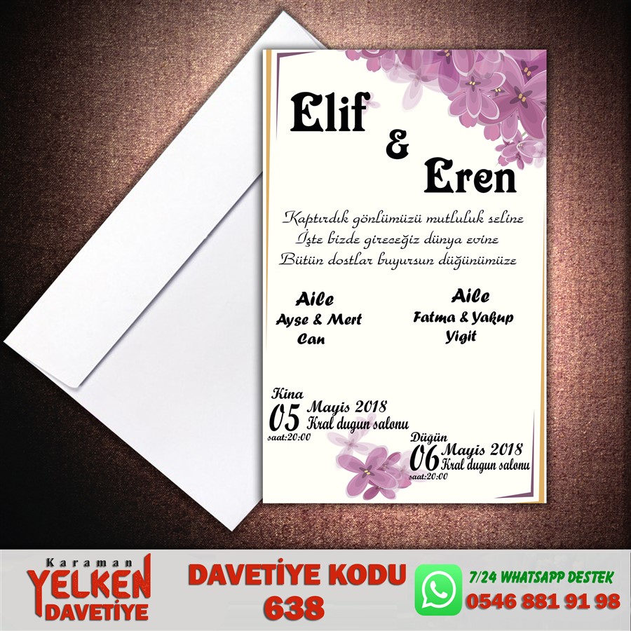 638 Beyaz Zarflı Davetiye - 638 - Görsel 1