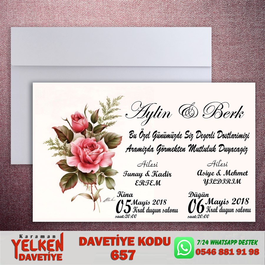 657 Beyaz Zarflı Davetiye - 657 - Görsel 1