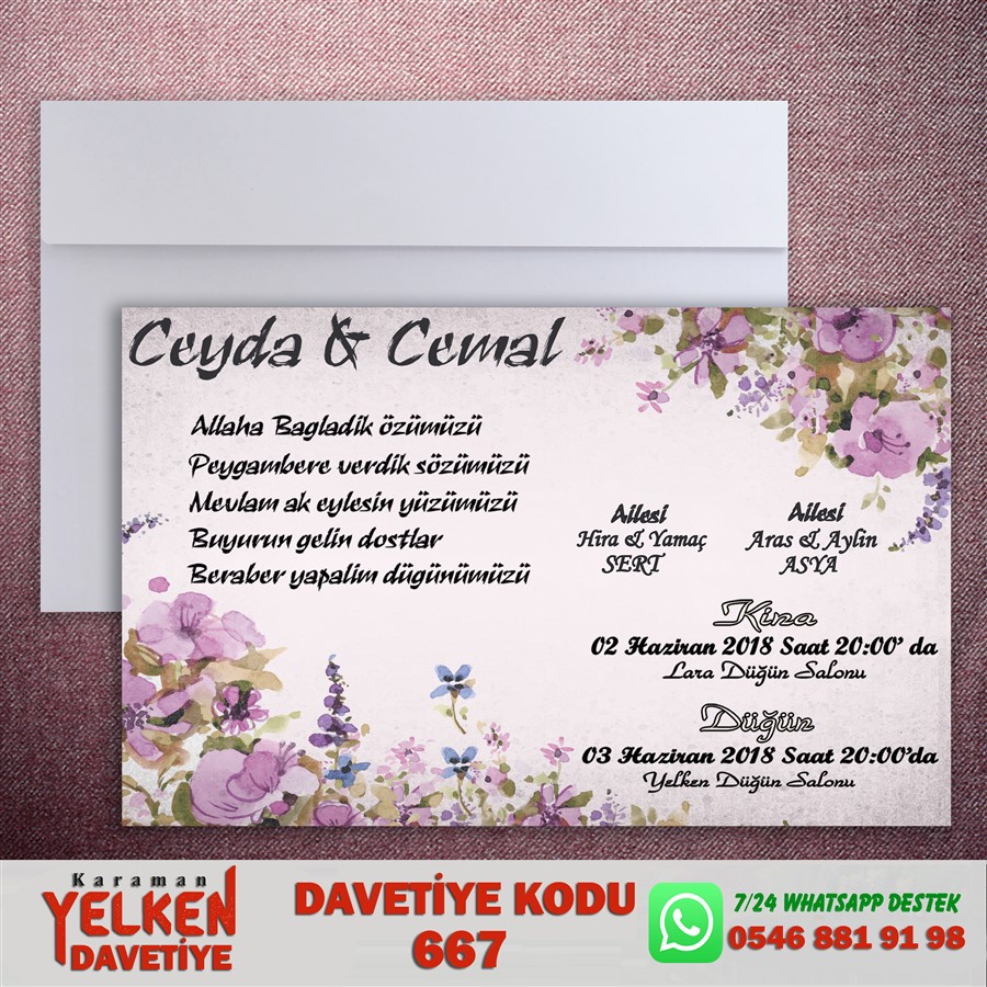 667 Beyaz Zarflı Davetiye - 667 - Görsel 1