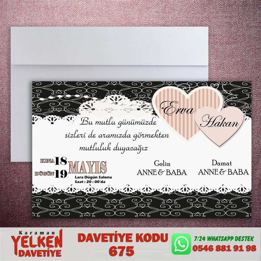 675 Beyaz Zarflı Davetiye - 675 - Görsel 1