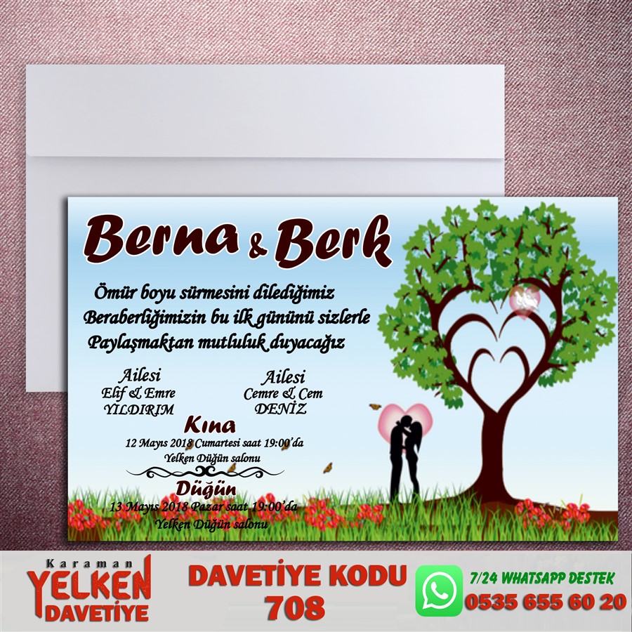 708 Beyaz Zarflı Davetiye - 708 - Görsel 1