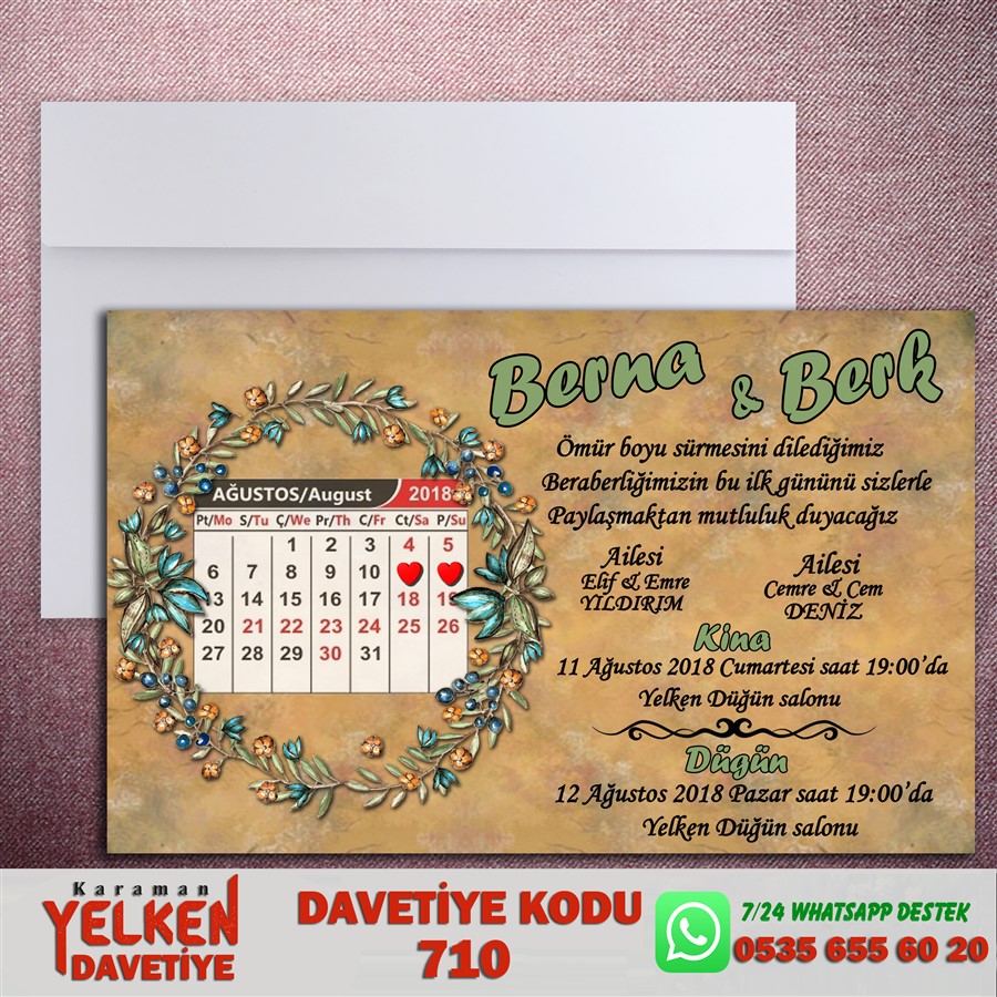 710 Beyaz Zarflı Davetiye - 710 - Görsel 1