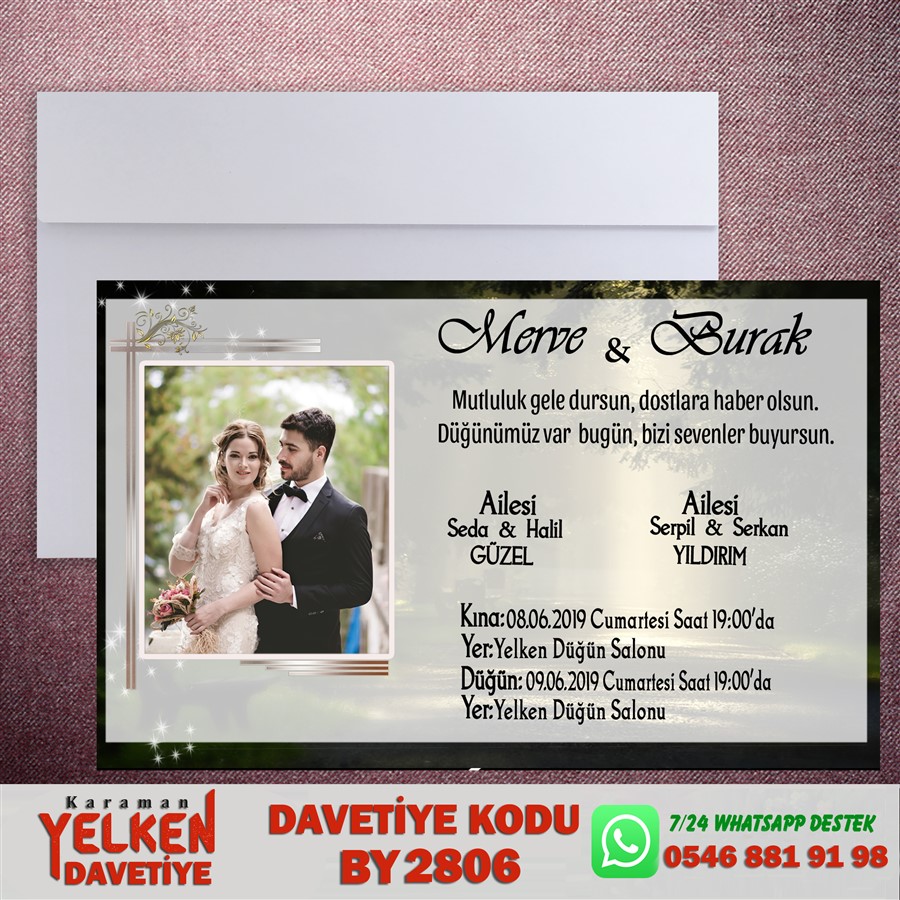 BY 2806 Beyaz Zarflı Davetiye - BY2806 - Görsel 1