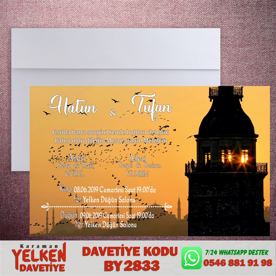 BY 2833 Beyaz Zarflı Davetiye - BY2833 - Görsel 1