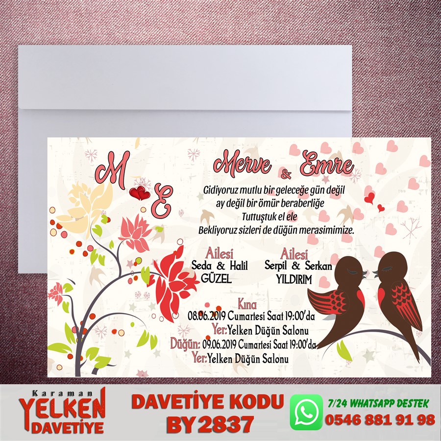 BY 2837 Beyaz Zarflı Davetiye - BY2837 - Görsel 1