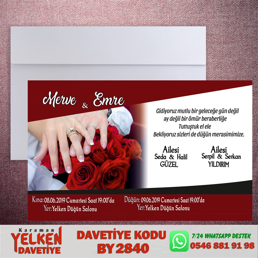 BY 2840 Beyaz Zarflı Davetiye - BY2840 - Görsel 1