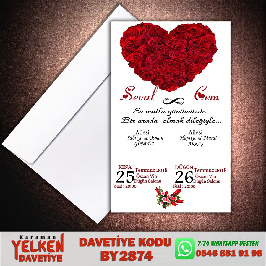 BY 2874 Beyaz Zarflı Davetiye - BY2874 - Görsel 1