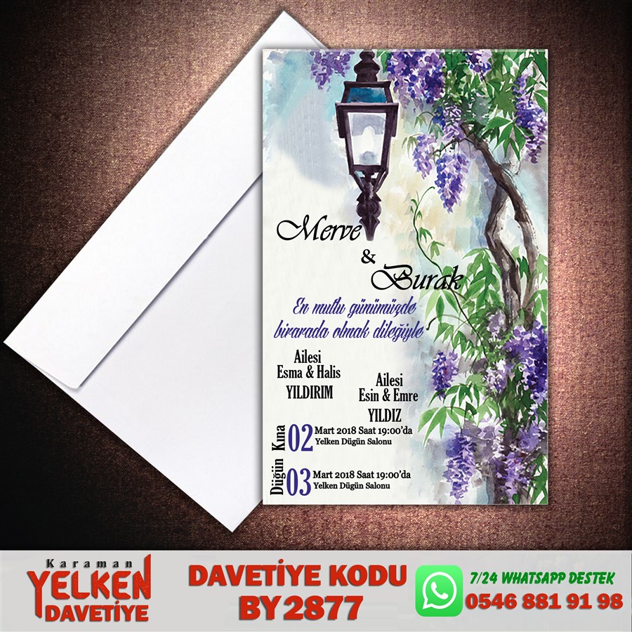 BY 2877 Beyaz Zarflı Davetiye - BY2877 - Görsel 1