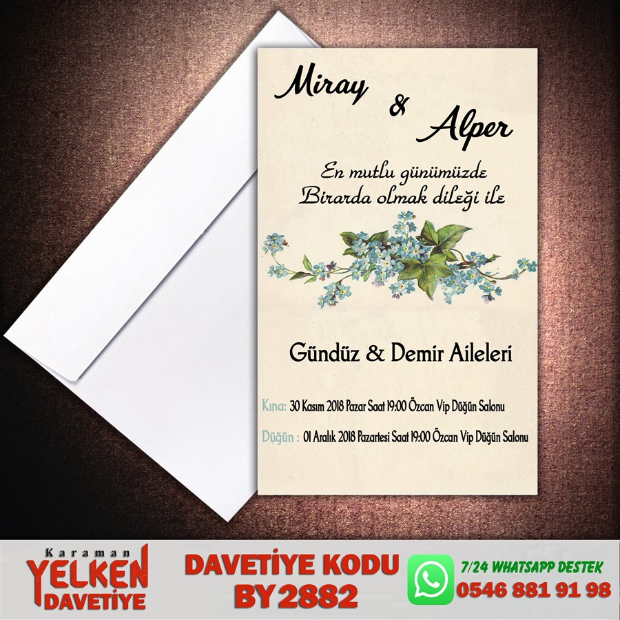 BY 2882 Beyaz Zarflı Davetiye - BY2882 - Görsel 1