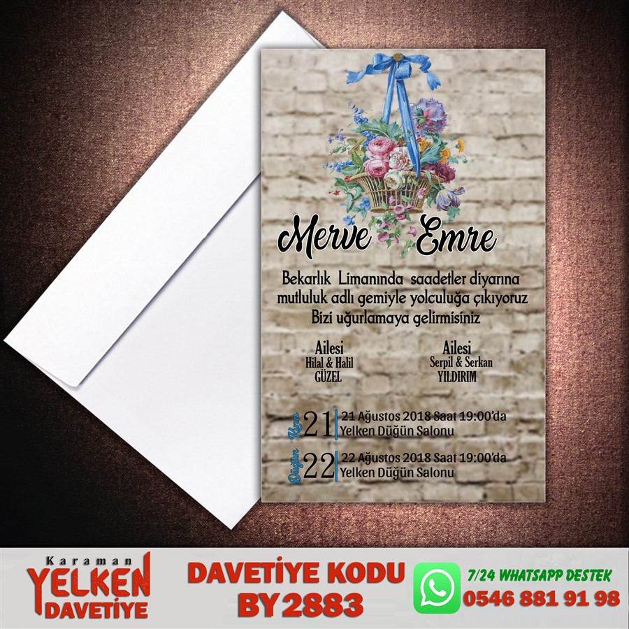 BY 2883 Beyaz Zarflı Davetiye - BY2883 - Görsel 1