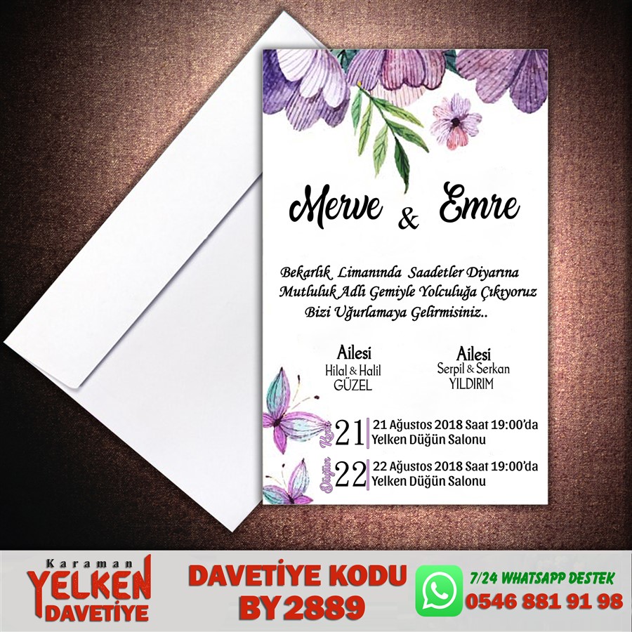 BY 2889 Beyaz Zarflı Davetiye - BY2889 - Görsel 1