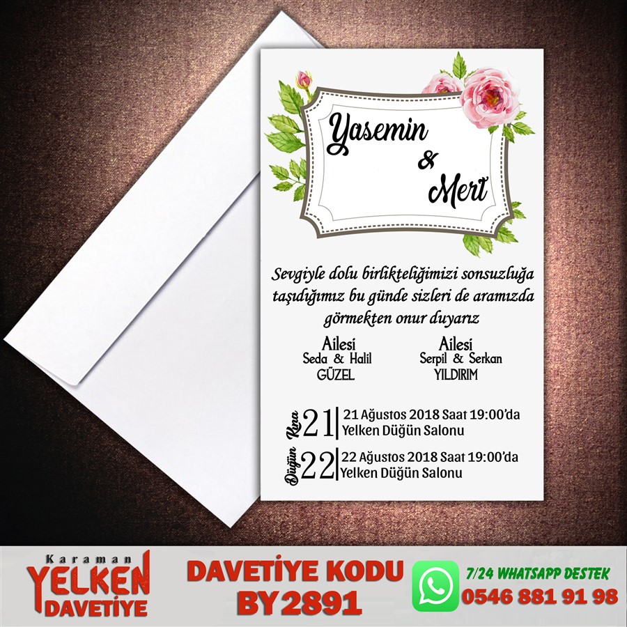 BY 2891 Beyaz Zarflı Davetiye - BY2891 - Görsel 1