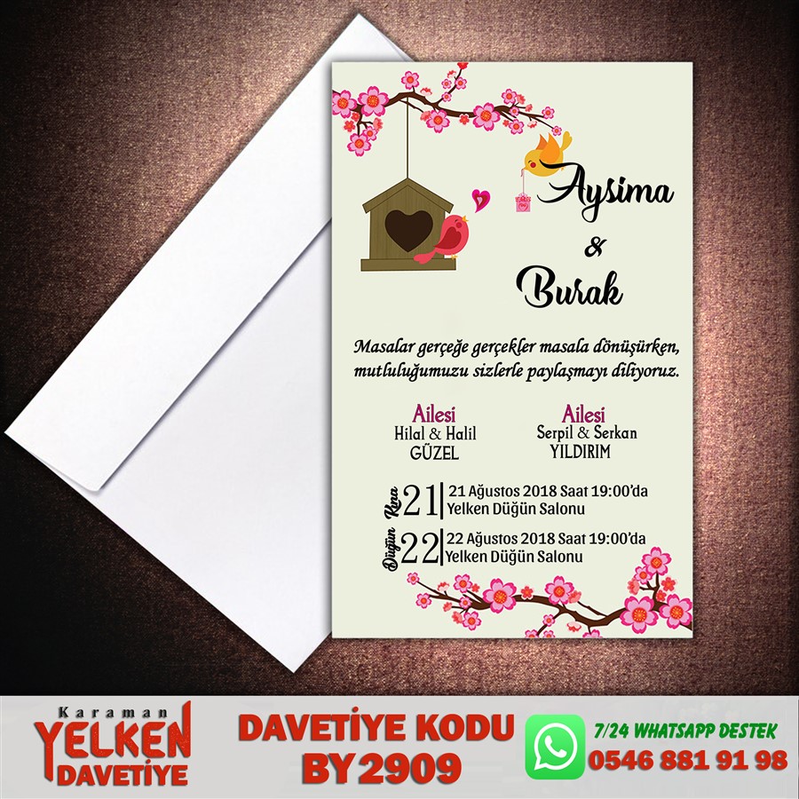 BY 2909 Beyaz Zarflı Davetiye - BY2909 - Görsel 1