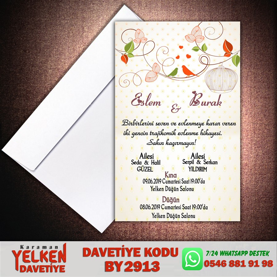 BY 2913 Beyaz Zarflı Davetiye - BY2913 - Görsel 1