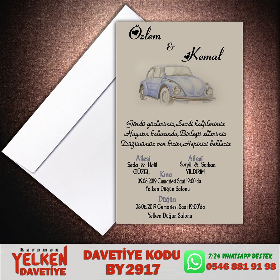 BY 2917 Beyaz Zarflı Davetiye - BY2917 - Görsel 1