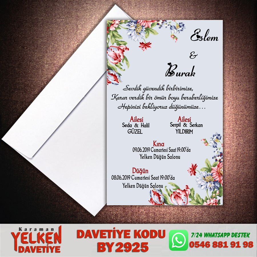BY 2925 Beyaz Zarflı Davetiye - BY2925 - Görsel 1