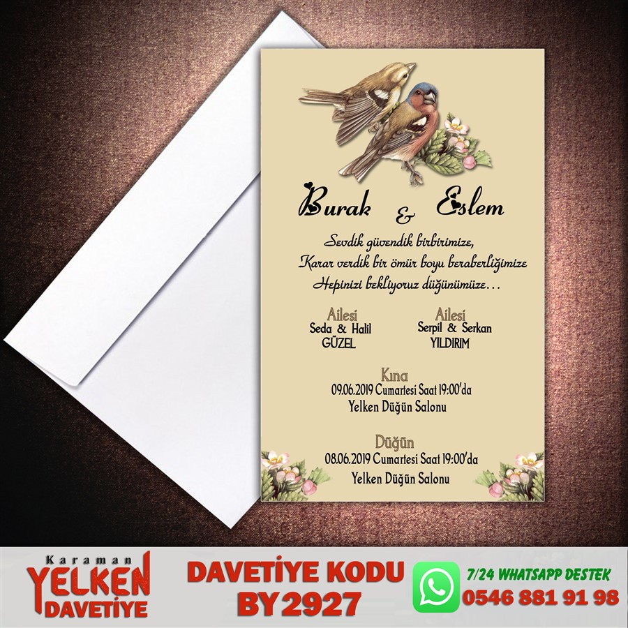 BY 2927 Beyaz Zarflı Davetiye - BY2927 - Görsel 1