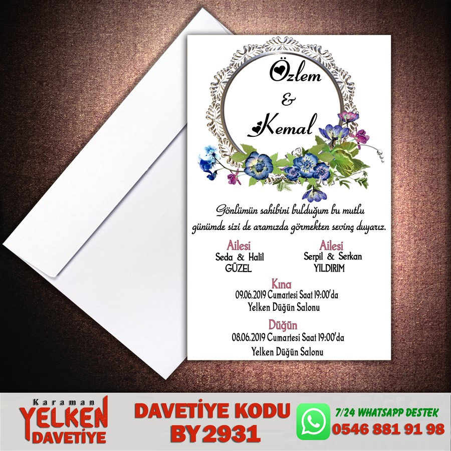 BY 2931 Beyaz Zarflı Davetiye - BY2931 - Görsel 1