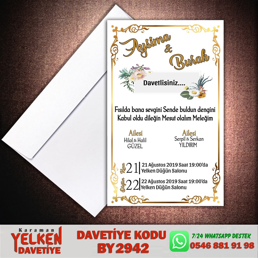 BY 2942 Beyaz Zarflı Davetiye - BY2942 - Görsel 1