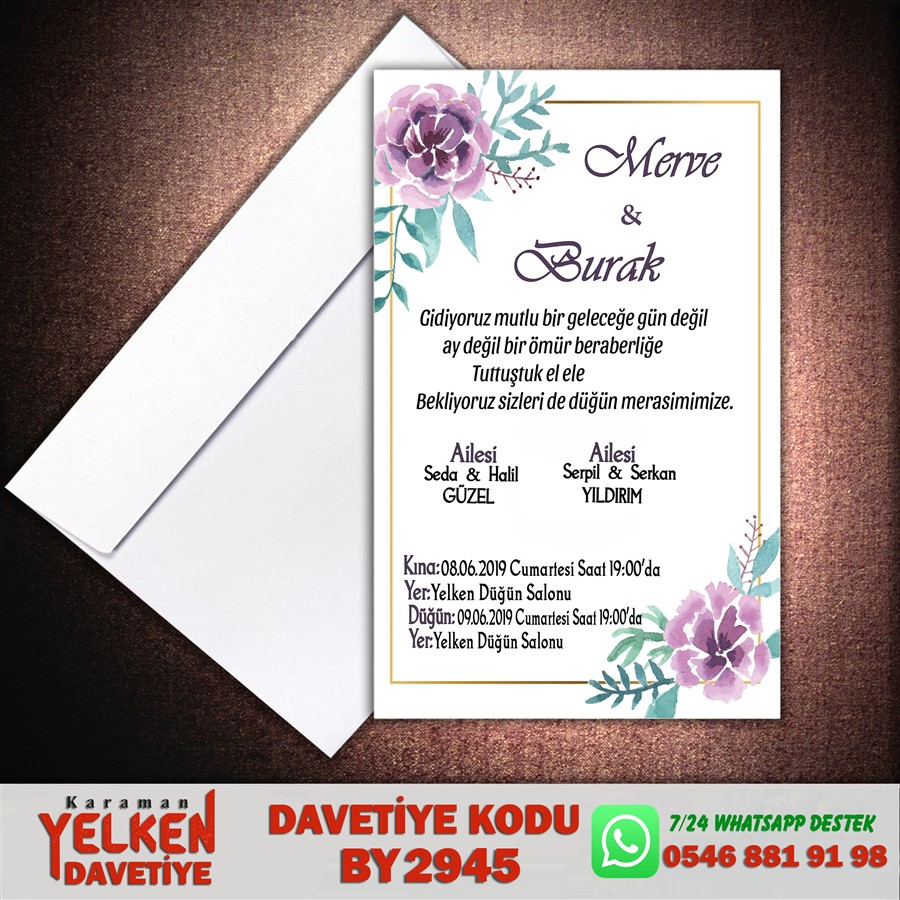 BY 2945 Beyaz Zarflı Davetiye - BY2945 - Görsel 1