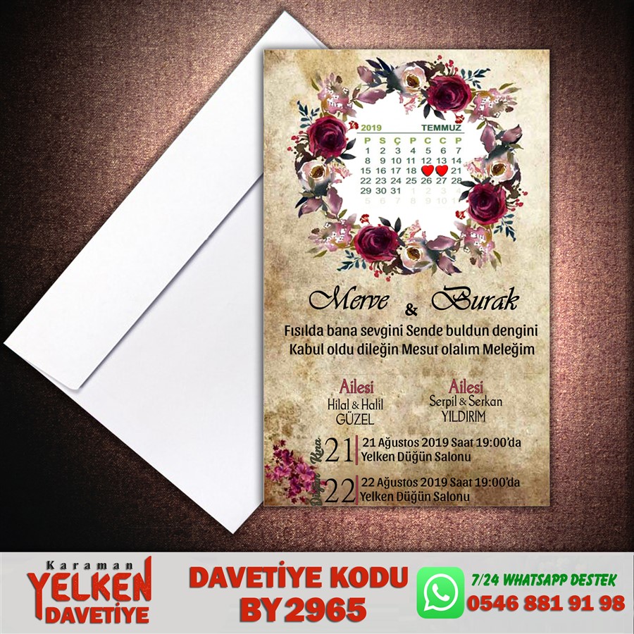 BY 2965 Beyaz Zarflı Davetiye - BY2965 - Görsel 1