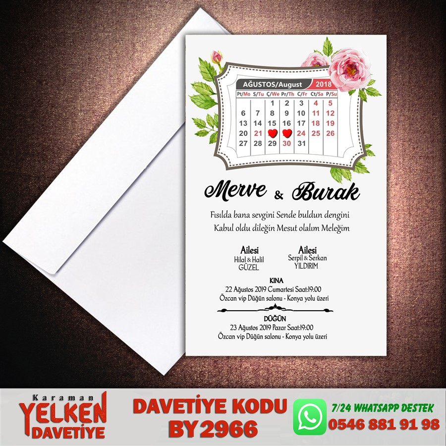 BY 2966 Beyaz Zarflı Davetiye - BY2966 - Görsel 1