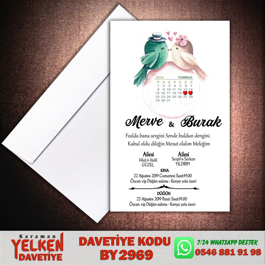 BY 2969 Beyaz Zarflı Davetiye - BY2969 - Görsel 1