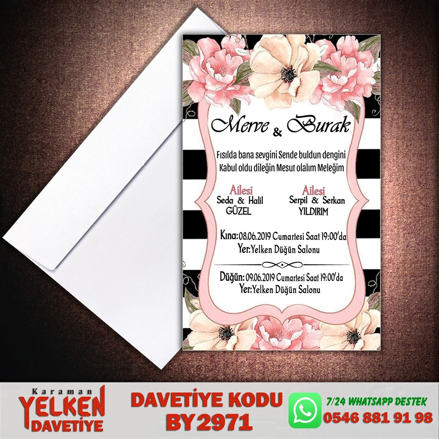 BY 2971 Beyaz Zarflı Davetiye - BY2971 - Görsel 1