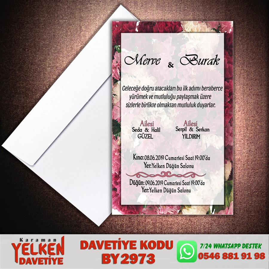 BY 2973 Beyaz Zarflı Davetiye - BY2973 - Görsel 1