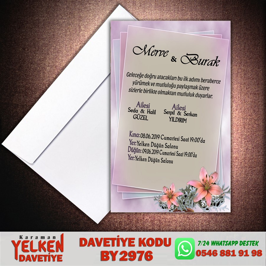 BY 2976 Beyaz Zarflı Davetiye - BY2976 - Görsel 1